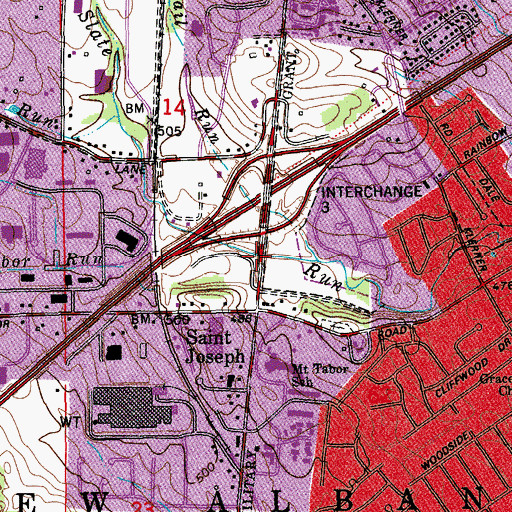 Topographic Map of Tabor Run, IN