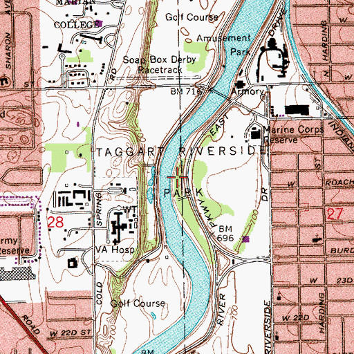Topographic Map of Taggart Riverside Park, IN