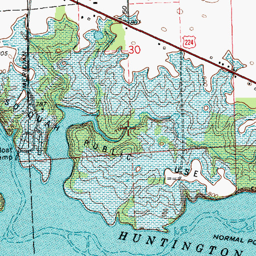 Topographic Map of Tah Kum Wah Creek, IN