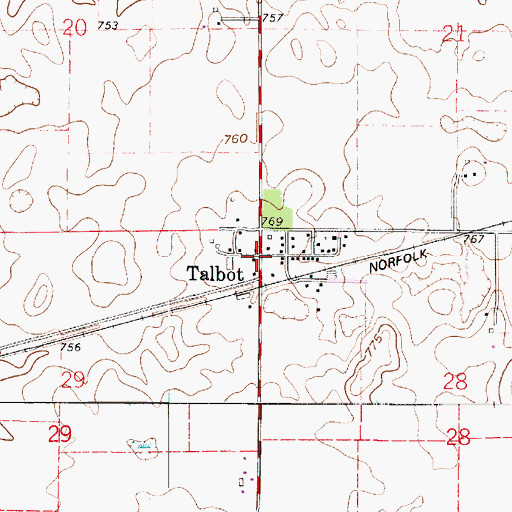 Topographic Map of Talbot, IN