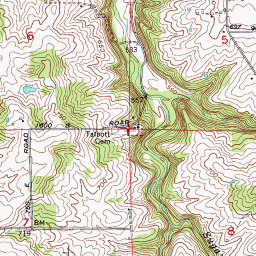 Topographic Map of Talbott Cemetery, IN