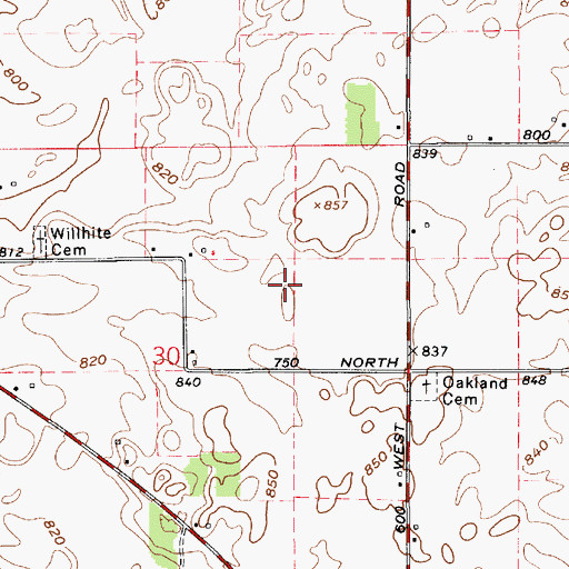 Topographic Map of Tally Cemetery, IN