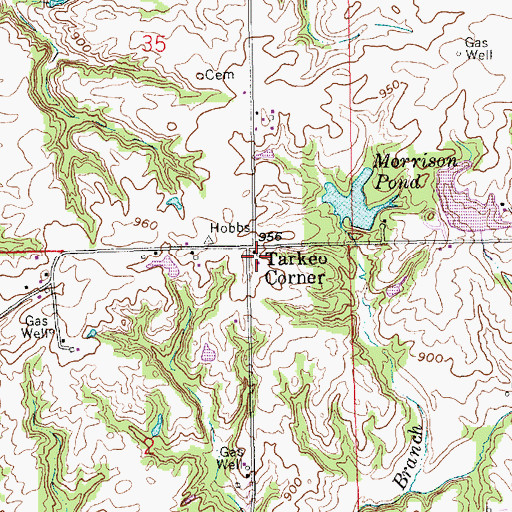 Topographic Map of Tarkeo Corner, IN