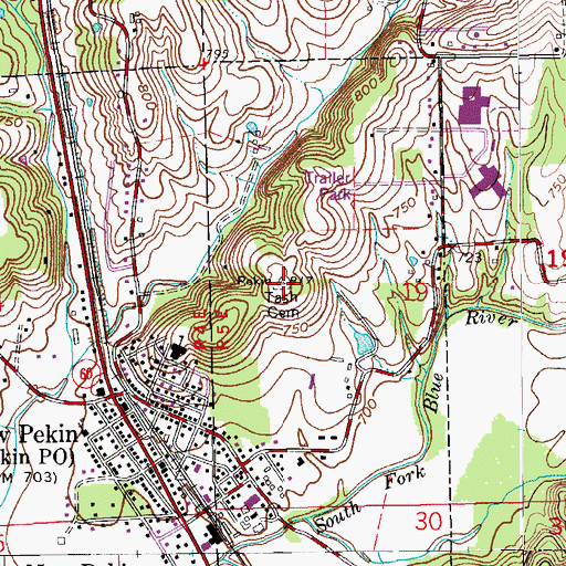Topographic Map of Tash Cemetery, IN