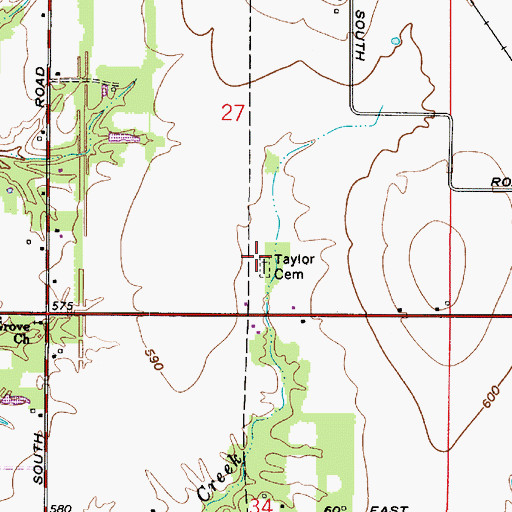 Topographic Map of Taylor Cemetery, IN