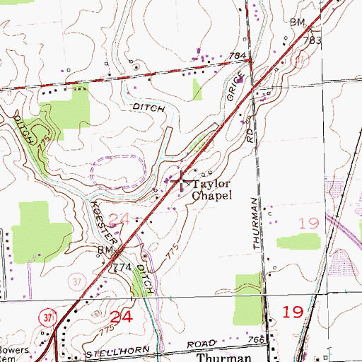 Topographic Map of Taylor Chapel, IN