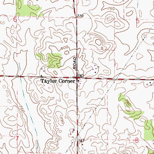 Topographic Map of Taylor Corner, IN