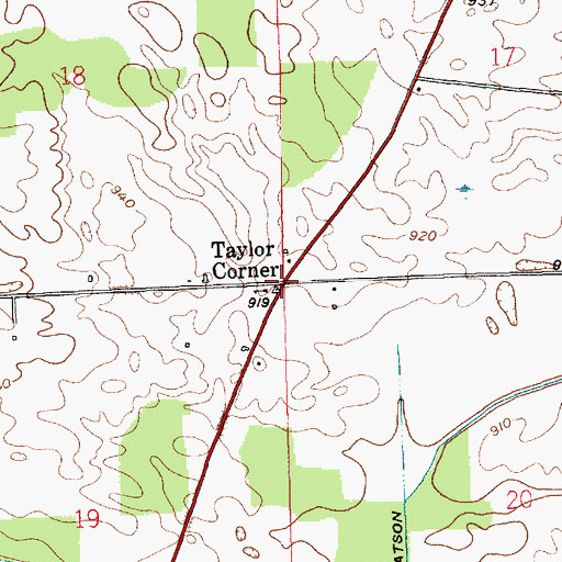 Topographic Map of Taylor Corner, IN