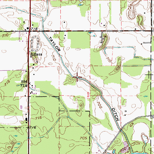Topographic Map of Taylor Ditch, IN
