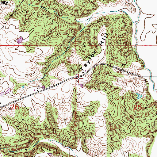 Topographic Map of Taylor Hill, IN