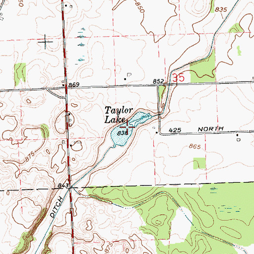 Topographic Map of Taylor Lake, IN