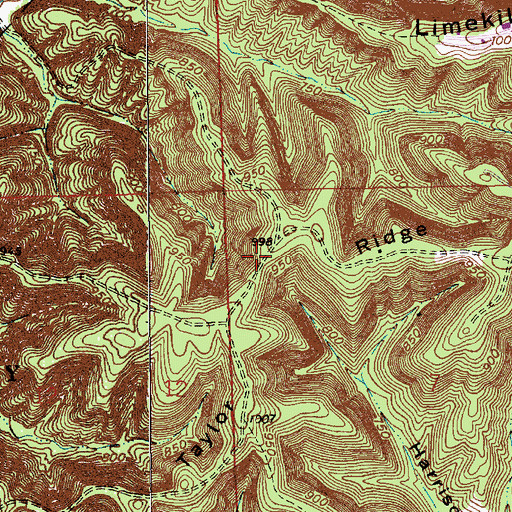 Topographic Map of Taylor Ridge, IN