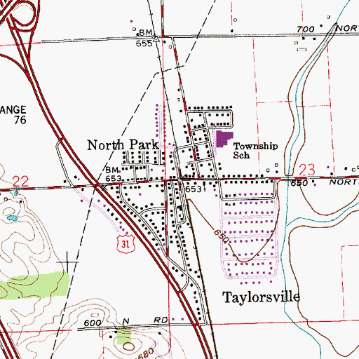 Topographic Map of Taylorsville, IN