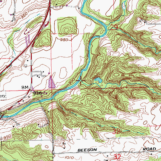 Topographic Map of Tea Creek, IN