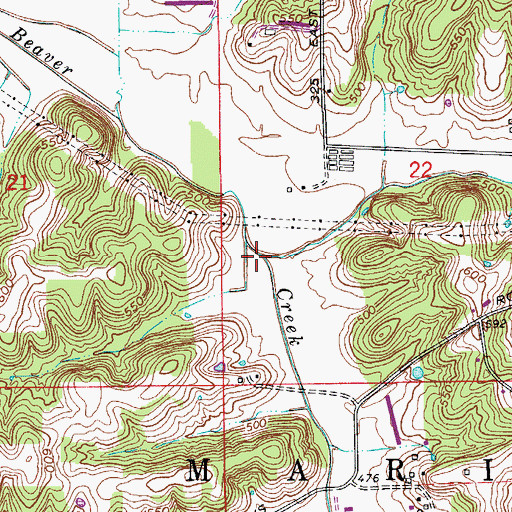 Topographic Map of Teder Creek, IN