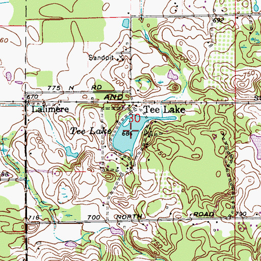 Topographic Map of Tee Lake, IN