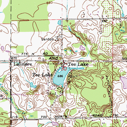 Topographic Map of Tee Lake, IN
