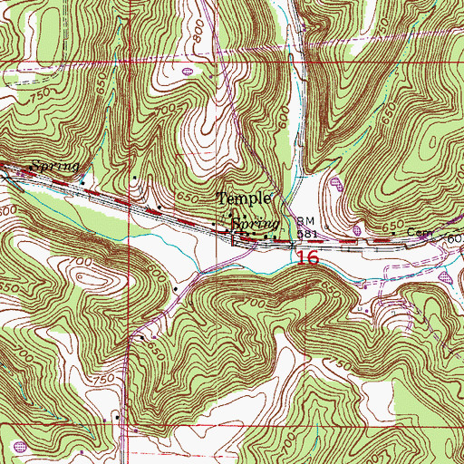 Topographic Map of Temple, IN