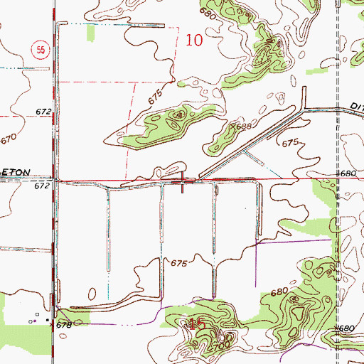 Topographic Map of Templeton Ditch, IN