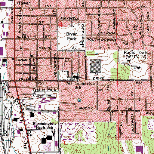 Topographic Map of Templeton Elementary School, IN