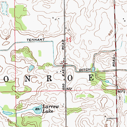 Topographic Map of Tennant Ditch, IN