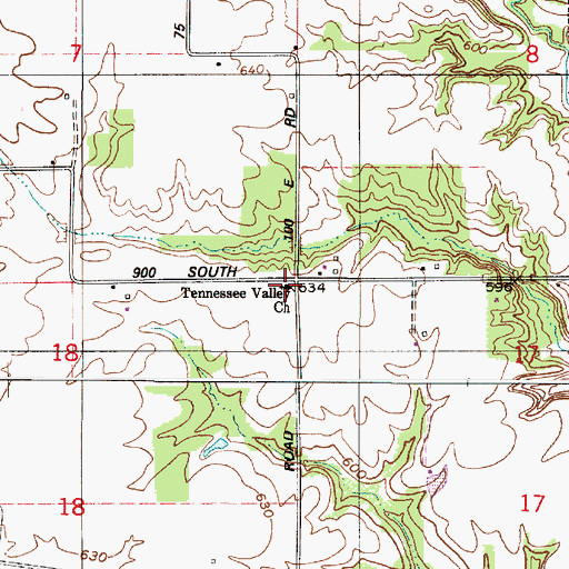 Topographic Map of Tennessee Valley Church, IN