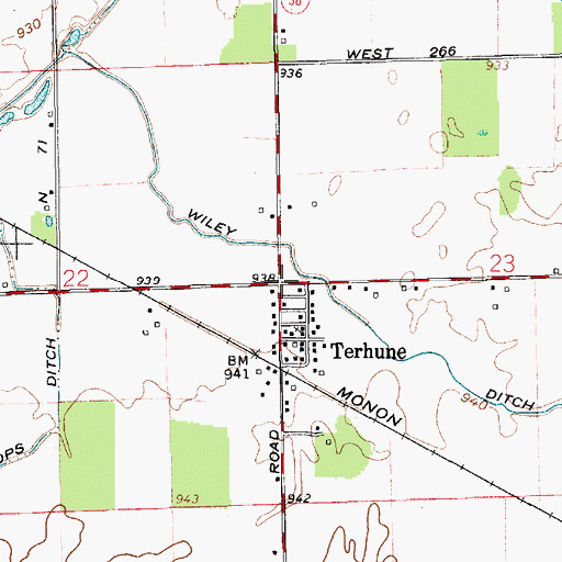 Topographic Map of Terhune, IN