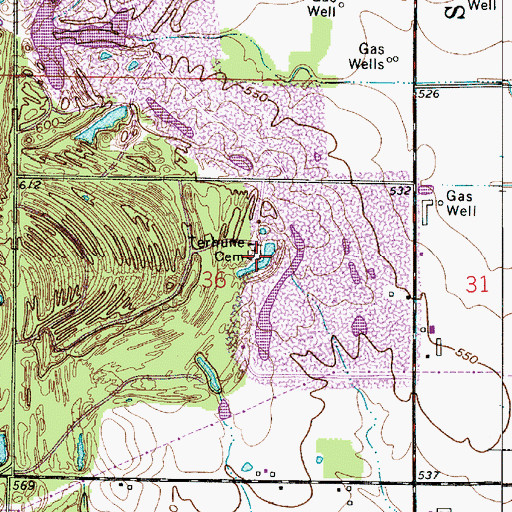 Topographic Map of Terhune Cemetery, IN