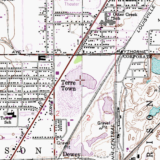 Topographic Map of Terre Town, IN