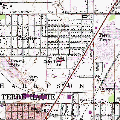 Topographic Map of Terre Town Elementary School, IN