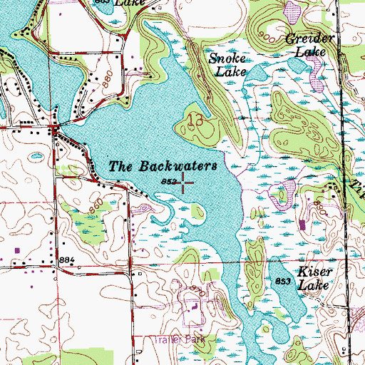 Topographic Map of The Backwaters, IN