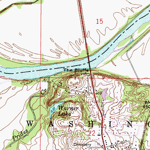 Topographic Map of The Bluffs, IN