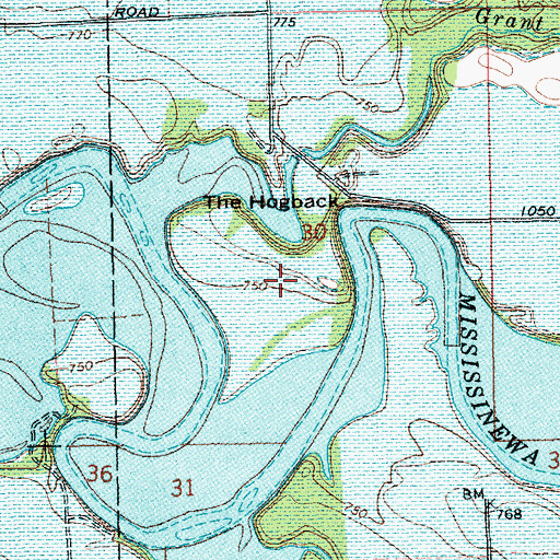 Topographic Map of The Hogback, IN