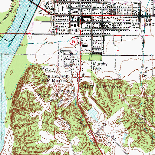 Topographic Map of The Labyrinth State Memorial, IN