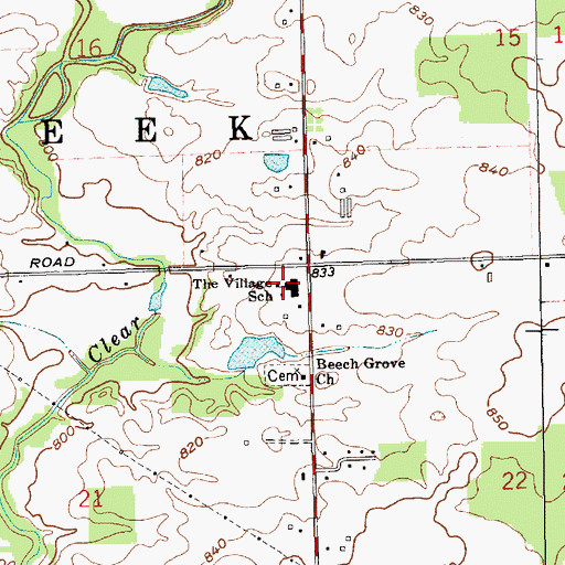 Topographic Map of The Village School, IN