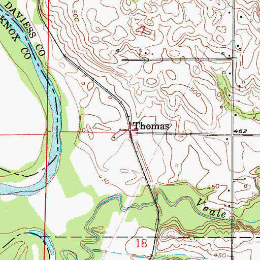 Topographic Map of Thomas, IN