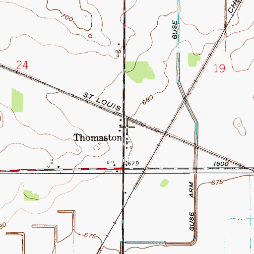 Topographic Map of Thomaston, IN