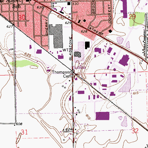 Topographic Map of Thompson Cemetery, IN