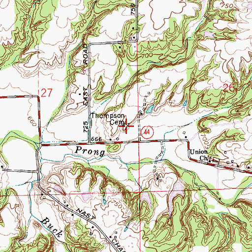 Topographic Map of Thompson Cemetery, IN