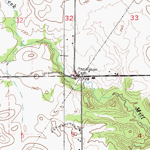 Topographic Map of Thompson Cemetery, IN