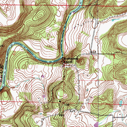 Topographic Map of Thompson Chapel, IN