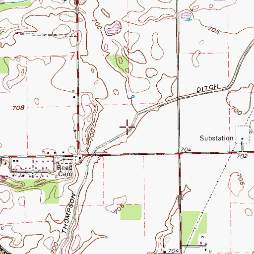 Topographic Map of Thompson Ditch, IN