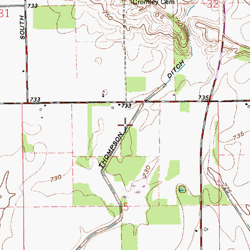 Topographic Map of Thompson Ditch, IN