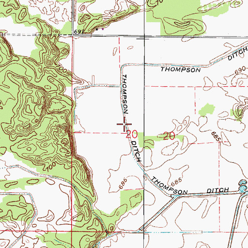 Topographic Map of Thompson Ditch, IN