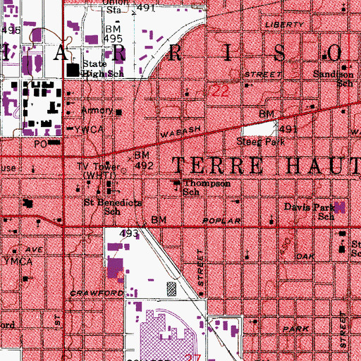 Topographic Map of Thompson School, IN