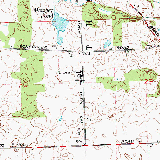 Topographic Map of Thorn Creek Church, IN