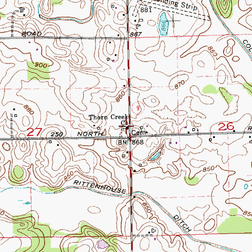 Topographic Map of Thorn Creek Church, IN