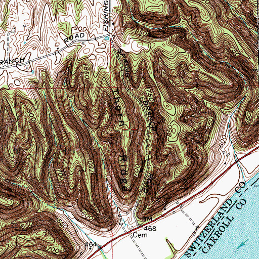 Topographic Map of Thorn Ridge, IN
