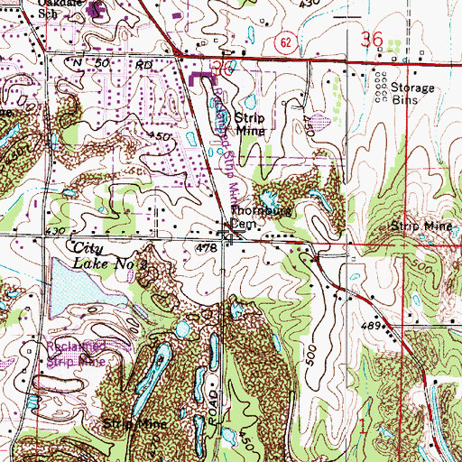 Topographic Map of Thornburg Cemetery, IN
