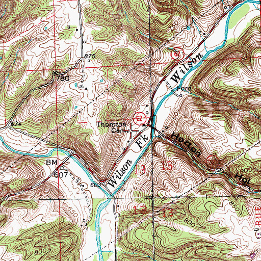 Topographic Map of Thornton Cemetery, IN